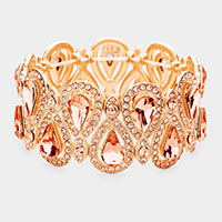 Crystal Glass Teardrop Evening Stretch Bracelet