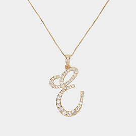 -E- CZ Initial Monogram Pendant Necklace