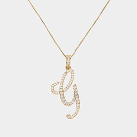 -G- CZ Initial Monogram Pendant Necklace