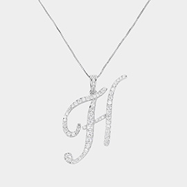 -H- CZ Initial Monogram Pendant Necklace