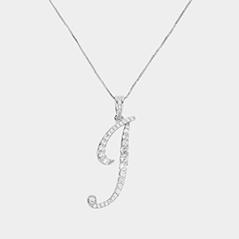 -I- CZ Initial Monogram Pendant Necklace