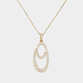 -O- CZ Initial Monogram Pendant Necklace