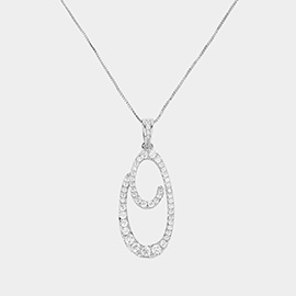 -O- CZ Initial Monogram Pendant Necklace