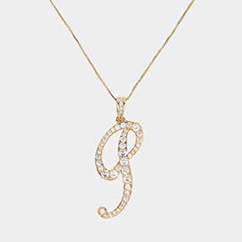 -P- CZ Initial Monogram Pendant Necklace