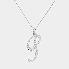 -P- CZ Initial Monogram Pendant Necklace