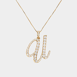 -U- CZ Initial Monogram Pendant Necklace