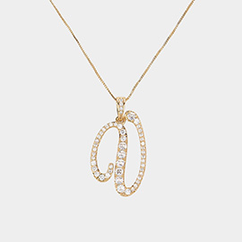 -V- CZ Initial Monogram Pendant Necklace