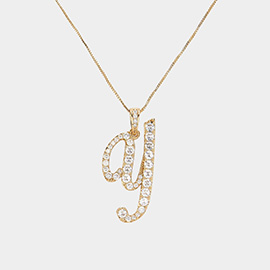 -Y- CZ Initial Monogram Pendant Necklace
