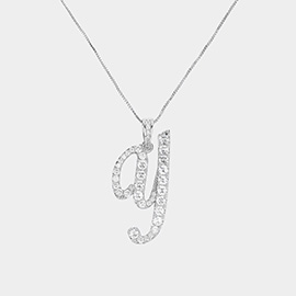 -Y- CZ Initial Monogram Pendant Necklace