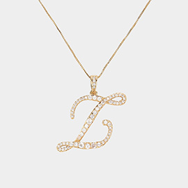 -Z- CZ Initial Monogram Pendant Necklace