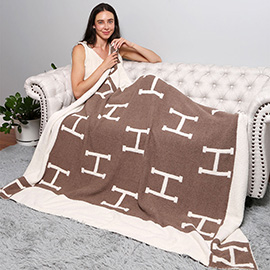 H Patterned Reversible Throw Blanket