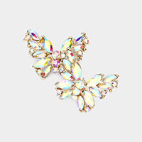 Round Marquise Stone Cluster Butterfly Evening Earrings