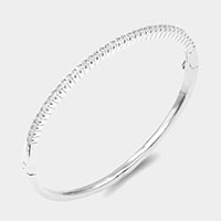 Rhodium Plated CZ Embellished Evening Bangle Bracelet