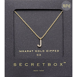 -J- Secret Box _ 14K Gold Dipped CZ Initial Monogram Pendant Necklace