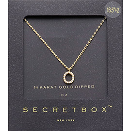 -O- Secret Box _ 14K Gold Dipped CZ Initial Monogram Pendant Necklace