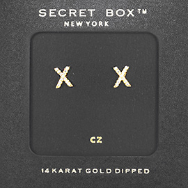 -X- Secret Box _ 14K Gold Dipped CZ Initial Monogram Stud Earrings