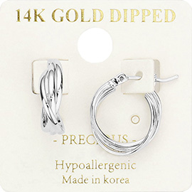 14K Gold Dipped Hypoallergenic Triple Layered Pin Catch Hoop Earrings