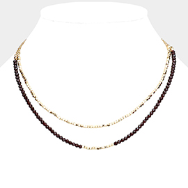 Double Layered Metal Cube Faceted Beaded Necklace