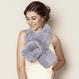 Faux Fur Bling Pull Through Scarf