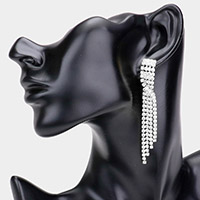 Rhinestone Fringe Dangle Evening Earrings
