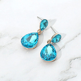 Glass Crystal Teardrop Dangle Earrings