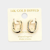 14K Gold Dipped Metal Oval Hoop Huggie Earrings