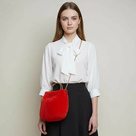 Solid Faux Fur Tote Crossbody Bag