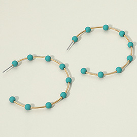 Matte Bead Ball Station Hoop Earrings