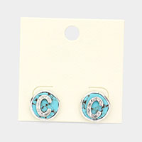 -D- Initial Monogram Turquoise Stud Earrings