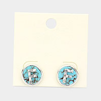 -F- Initial Monogram Turquoise Stud Earrings