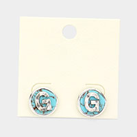 -G- Initial Monogram Turquoise Stud Earrings