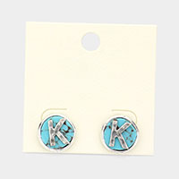 -K- Initial Monogram Turquoise Stud Earrings