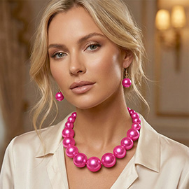 Graduated Pearl Beaded Statement Necklace