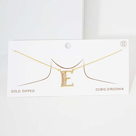 -E- CZ Initial Monogram Pendant Necklace