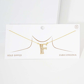 -F- CZ Initial Monogram Pendant Necklace