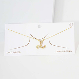 -L- CZ Initial Monogram Pendant Necklace