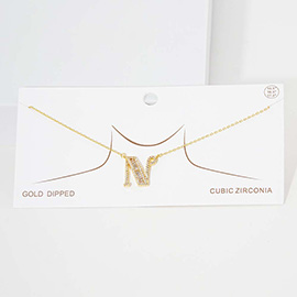 -N- CZ Initial Monogram Pendant Necklace