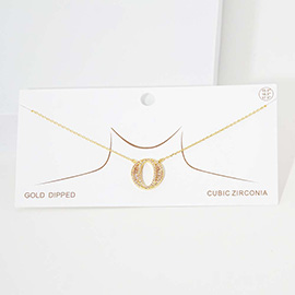 -O- CZ Initial Monogram Pendant Necklace