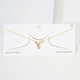 -Y- CZ Initial Monogram Pendant Necklace