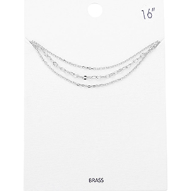 Triple Layered Brass Metal Chain Bib Necklace