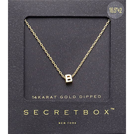 -B- Secret Box _ 14K Gold Dipped Initial Monogram Pendant Necklace
