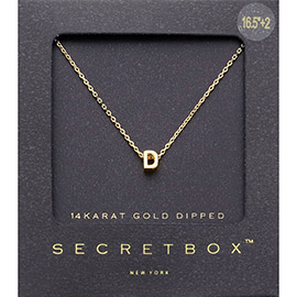-D- Secret Box _ 14K Gold Dipped Initial Monogram Pendant Necklace