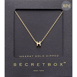 -H- Secret Box _ 14K Gold Dipped Initial Monogram Pendant Necklace
