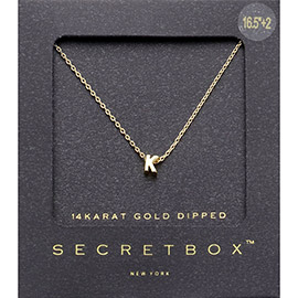 -K- Secret Box _ 14K Gold Dipped Initial Monogram Pendant Necklace