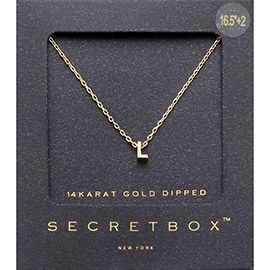 -L- Secret Box _ 14K Gold Dipped Initial Monogram Pendant Necklace