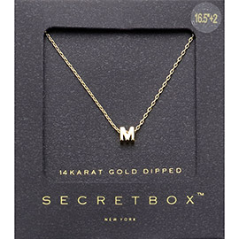 -M- Secret Box _ 14K Gold Dipped Initial Monogram Pendant Necklace