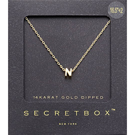 -N- Secret Box _ 14K Gold Dipped Initial Monogram Pendant Necklace