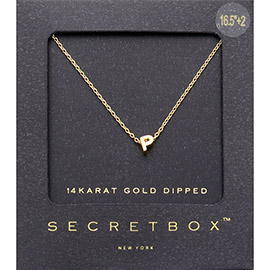 -P- Secret Box _ 14K Gold Dipped Initial Monogram Pendant Necklace