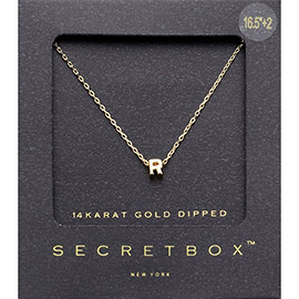 -R- Secret Box _ 14K Gold Dipped Initial Monogram Pendant Necklace