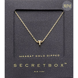 -T- Secret Box _ 14K Gold Dipped Initial Monogram Pendant Necklace